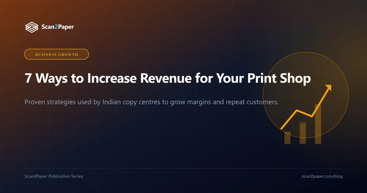 Revenue growth chart for an Indian print shop business
